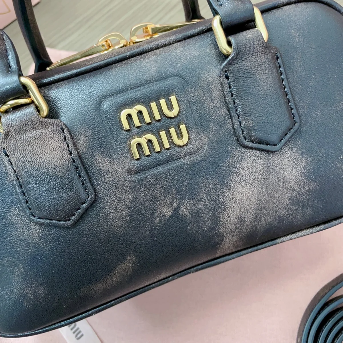 MiuMiu Arcadie皮革手袋5BB142 9 7F7h7Ao4sB4aXGWkEFSp