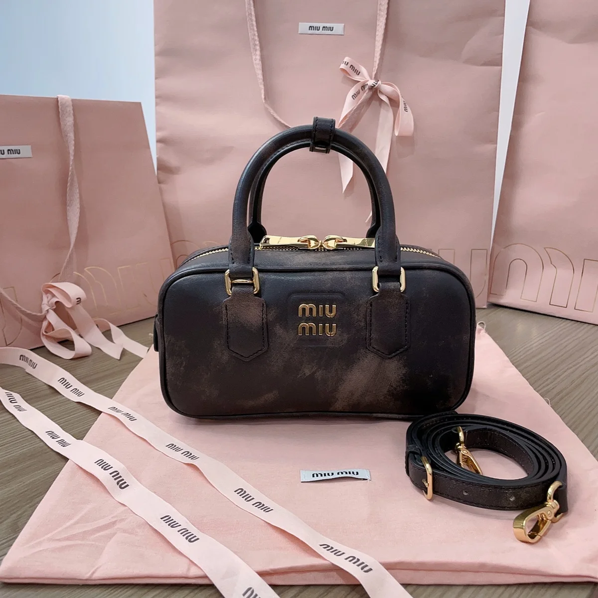 MiuMiu Arcadie皮革手袋5BB142 5