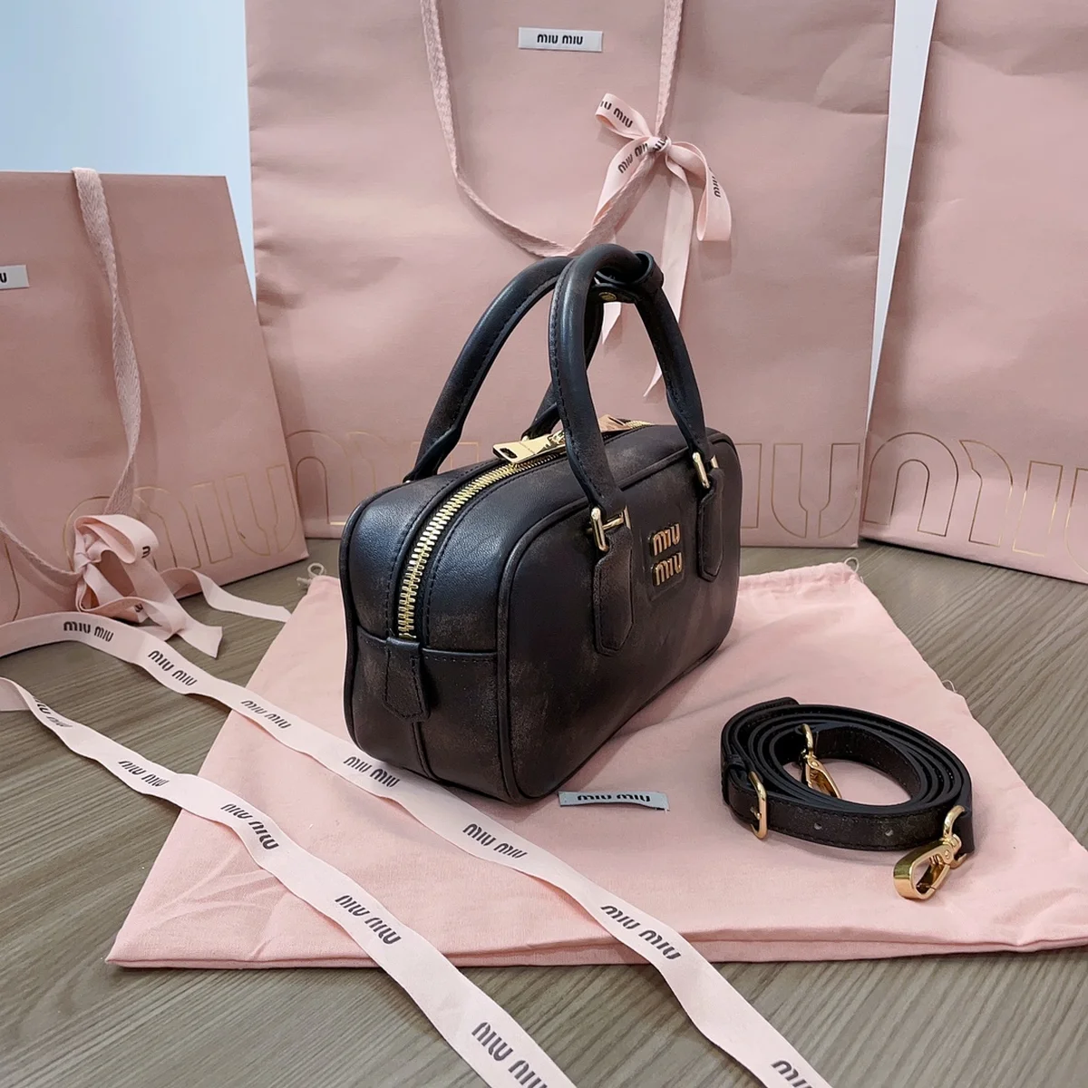 MiuMiu Arcadie皮革手袋5BB142 6 PiNgD1kPqINTXPM73IDa
