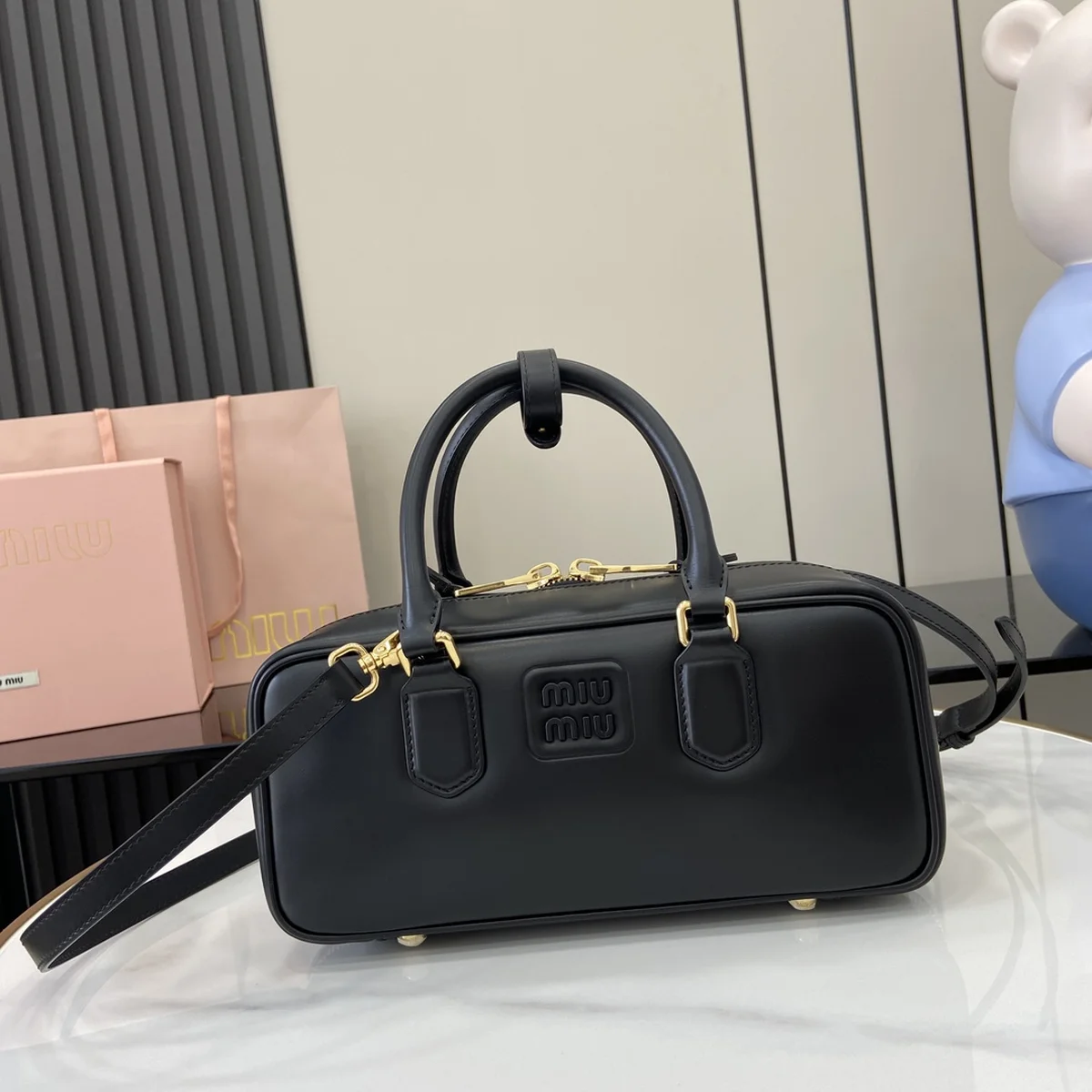 MiuMiu Arcadiematelassé納帕皮革手袋5BB148 2