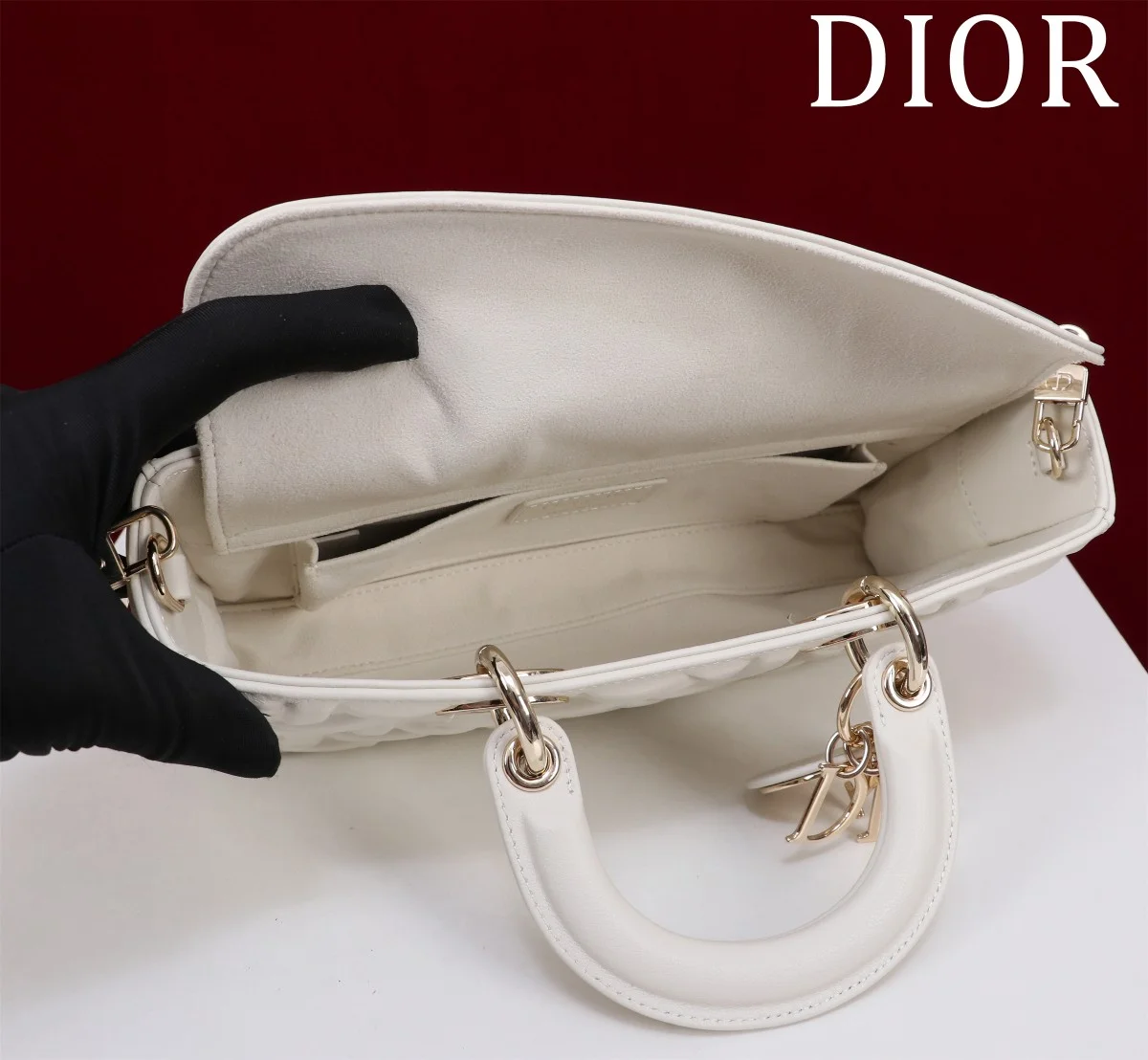 Dior Lady 奶白 小牛皮肩背袋MM-M0540 7 K8z sjyUyyRasUtvrb2F