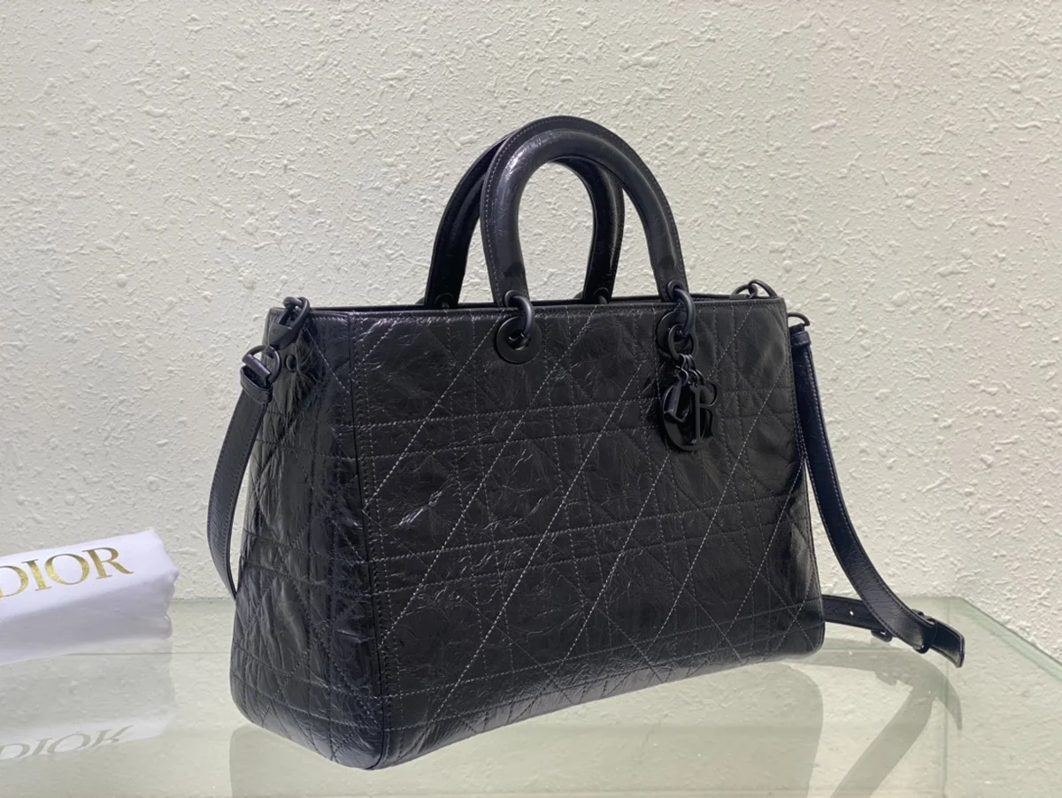 Dior Lady 黑色 皺紋背囊GM-M1152 3