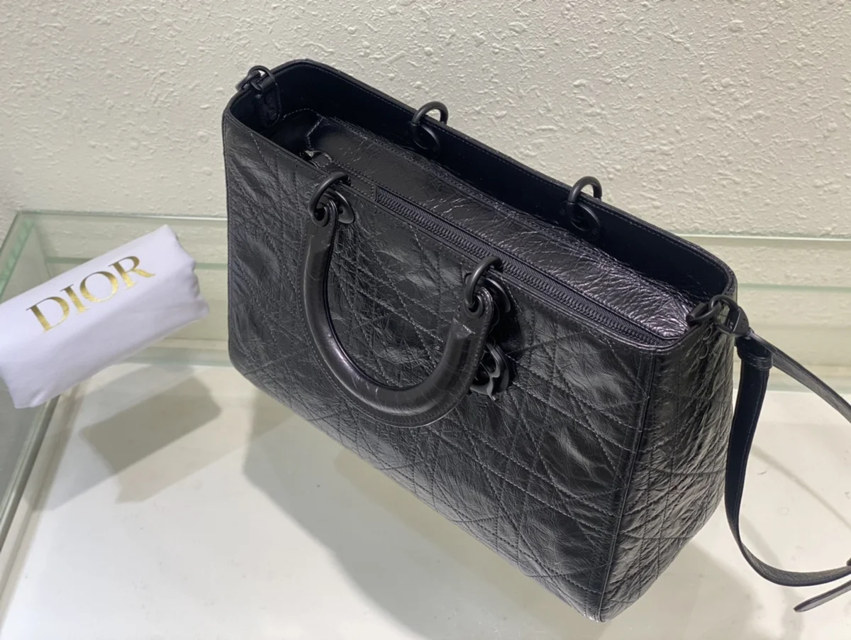 Dior Lady 黑色 皺紋背囊GM-M1152 8